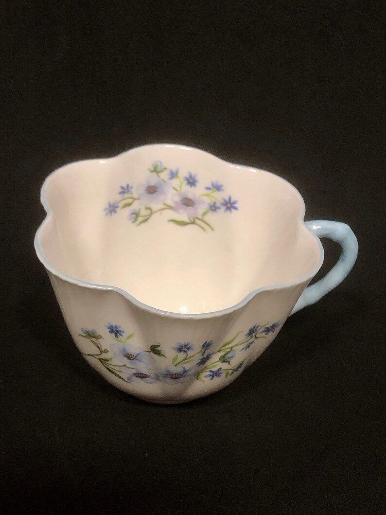 Shelley Blue Rock Bone China England Teacup and Saucer Set Etsy