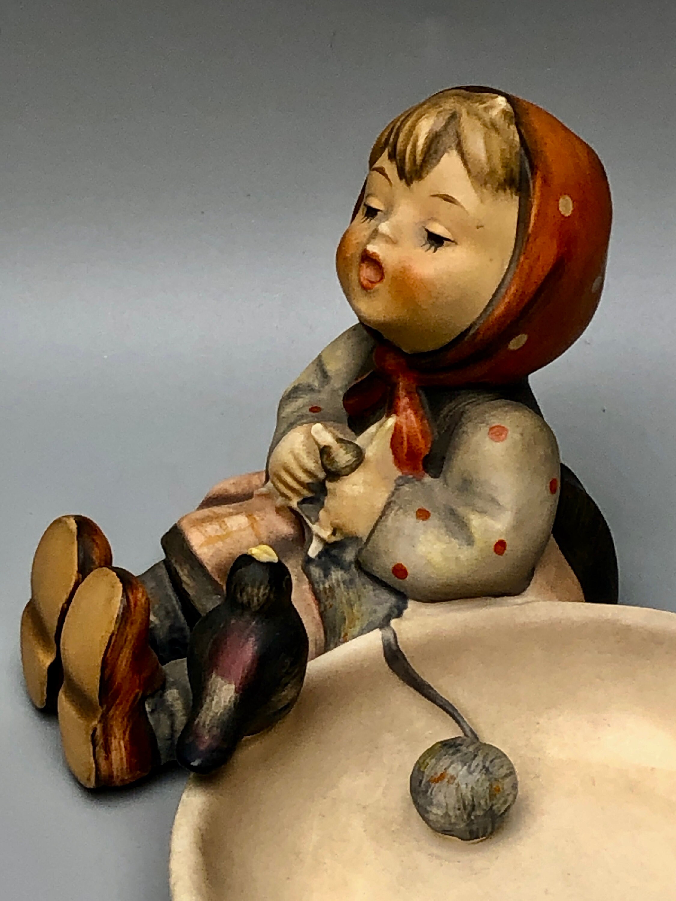 Hummel Goebel 62 Joyful Girl Knitting with Black Bird Ash Etsy