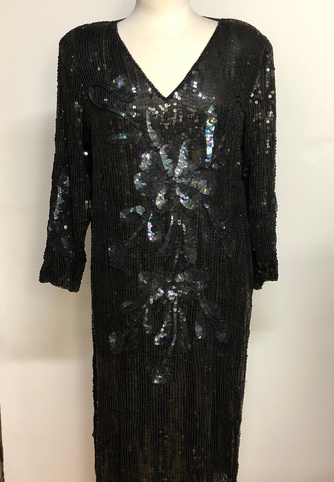 パーティードレス Black Beaded Silk Dress Vintage Jones New York Black Beaded Silk Dress Size 10P | eBay