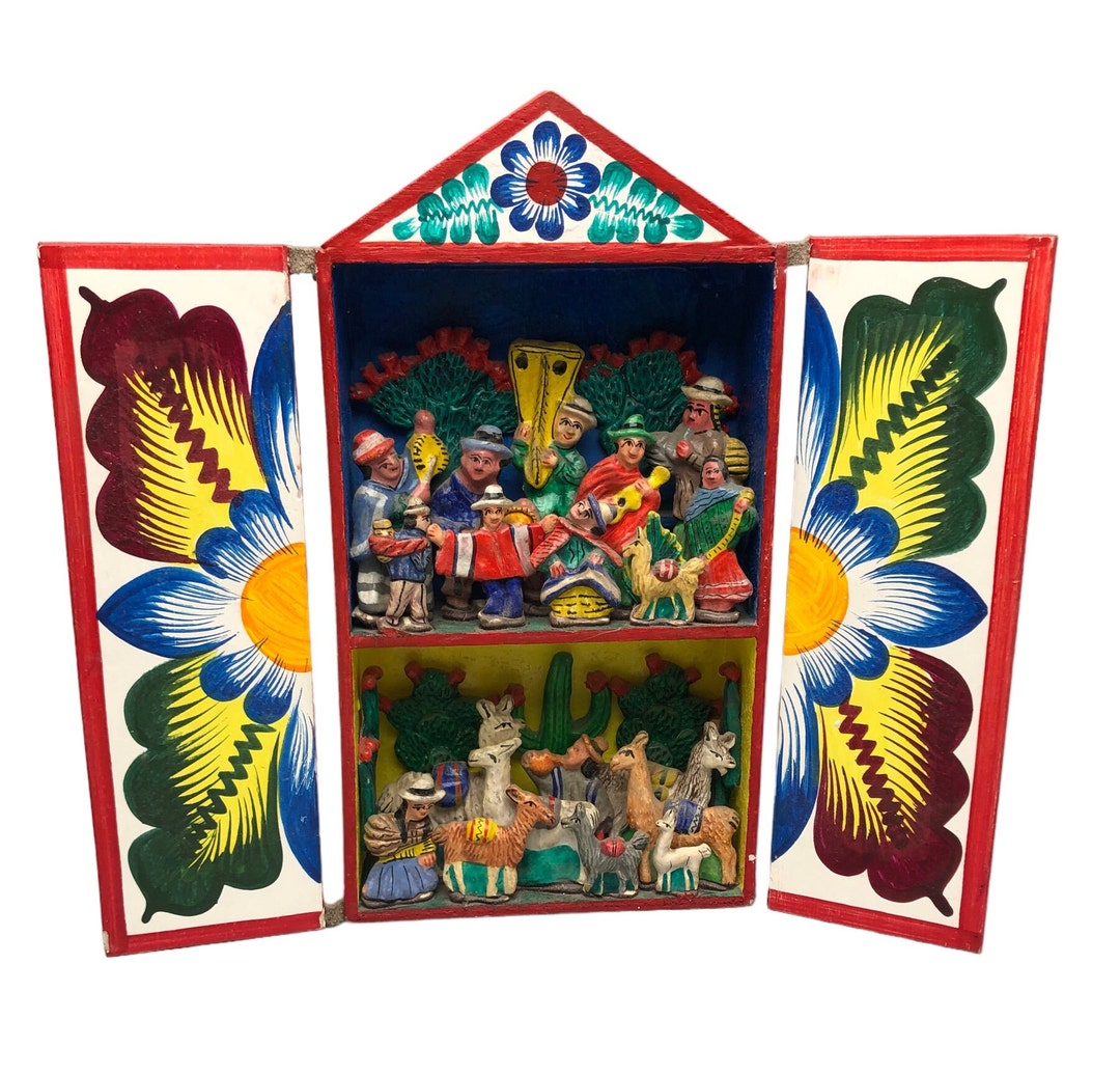 Ceramic Retablo Folk Art Handmade in Peru Wooden Diorama 2 - Etsy