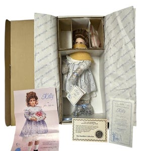 Hamilton Collection 1990 &quot;Kelly&quot; 12&quot; Porcelain Doll By Jane Zidjunas Mint in Box With Tag & COA and Gift