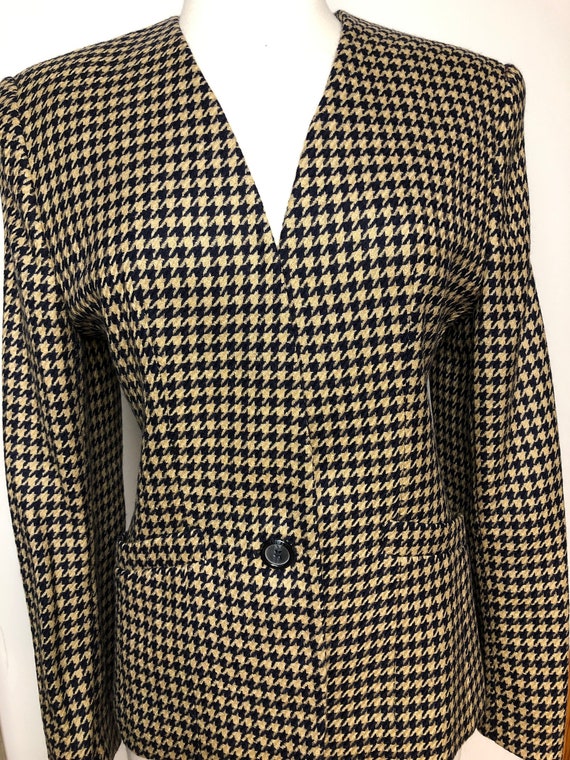 Vintage Women Evan Picone Houndstooth Blazer Jacket Sz 4 Made in USA 