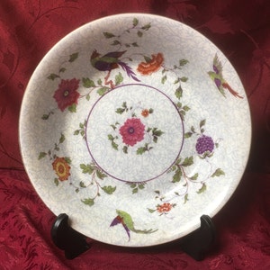 Antique Soup Bowl &quot;Bird of Paradise&quot; by Crown Staffordshire England - Fine Bone China -Pattern  F8393