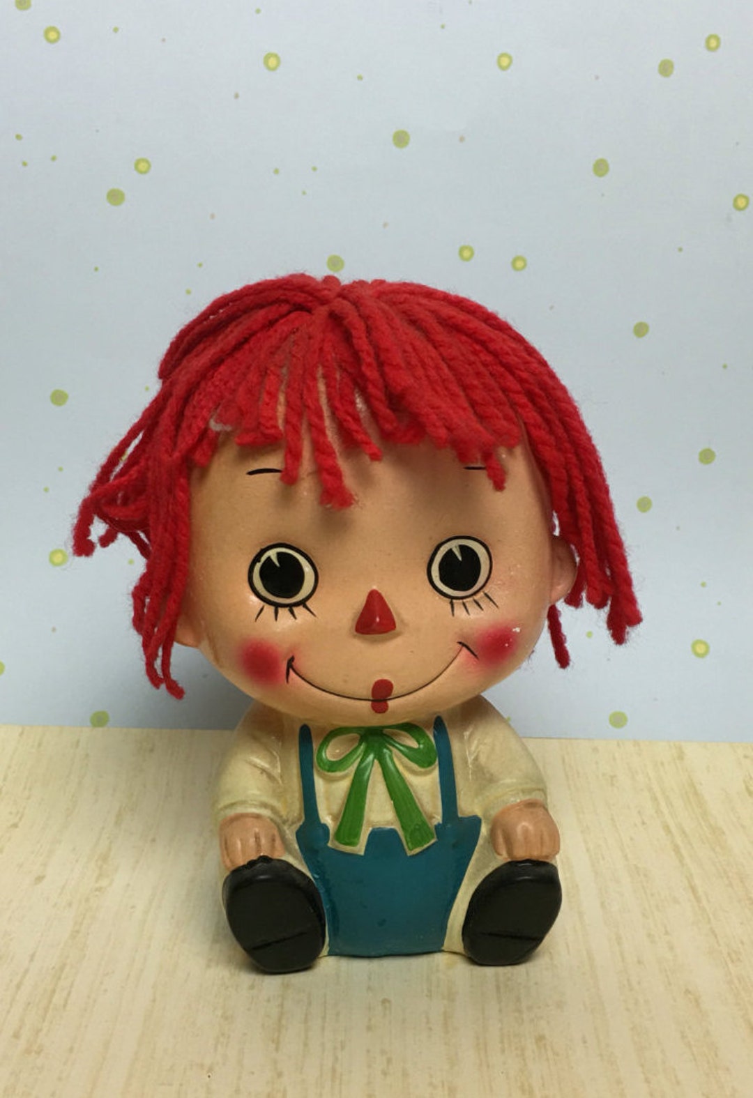 Enesco Vintage Raggedy Andy Bank With Wool Red Hair - Etsy