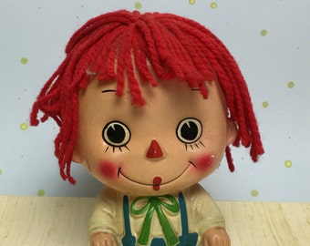 Enesco Vintage Raggedy Andy Bank with Wool Red Hair