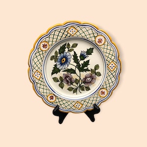 10&quot; Rustica Lisboa Portugal Ceramic Orange Floral Hand Painted Plate - Wall Decor
