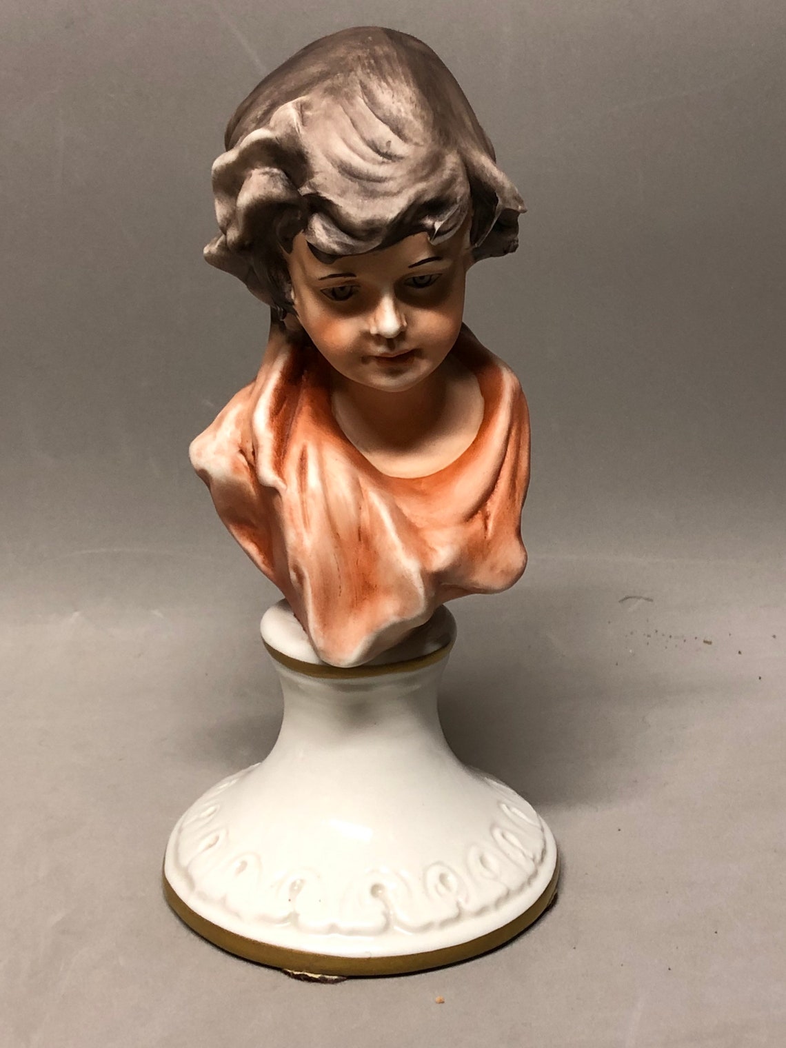 Capodimonte Pair Bust Figurines Boy and Girl With Hat on Etsy