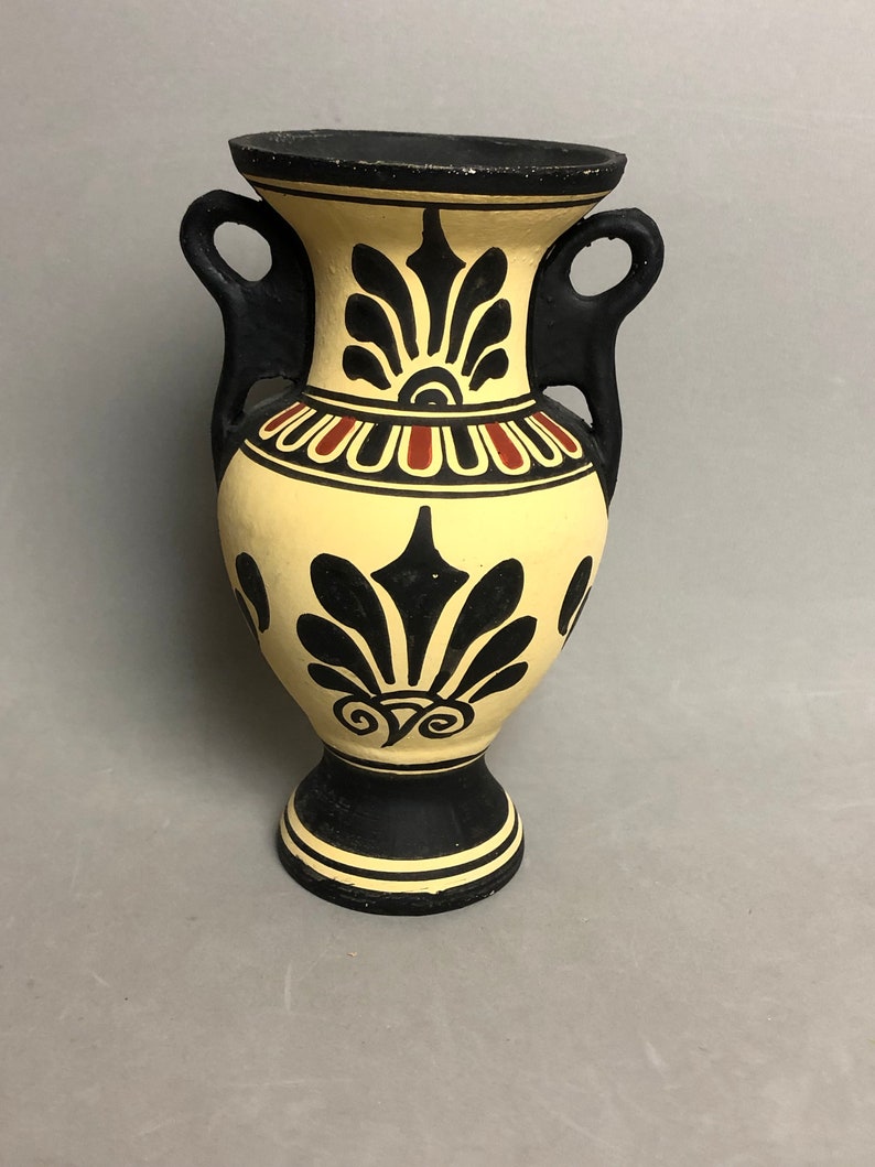 Vintage Greek Replica Bisque Terracotta Urn Vase Amphora Hand Etsy