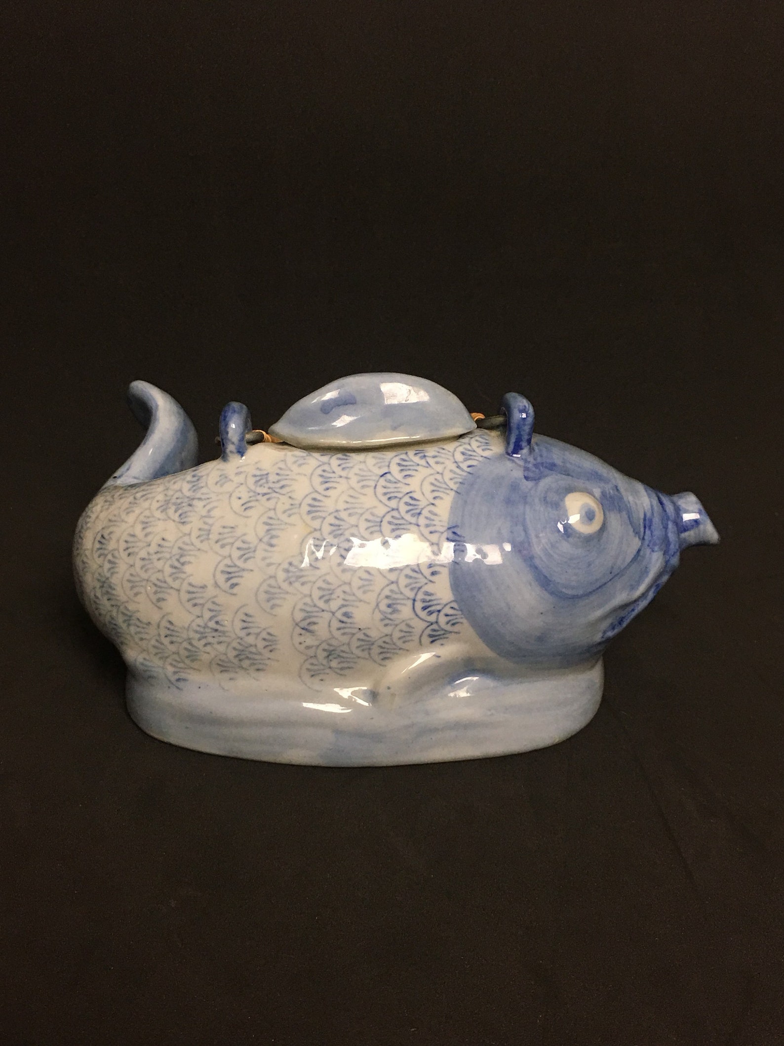 Koi Fish Teapot Asian Porcelain Hand Painted Blue White China Etsy Canada