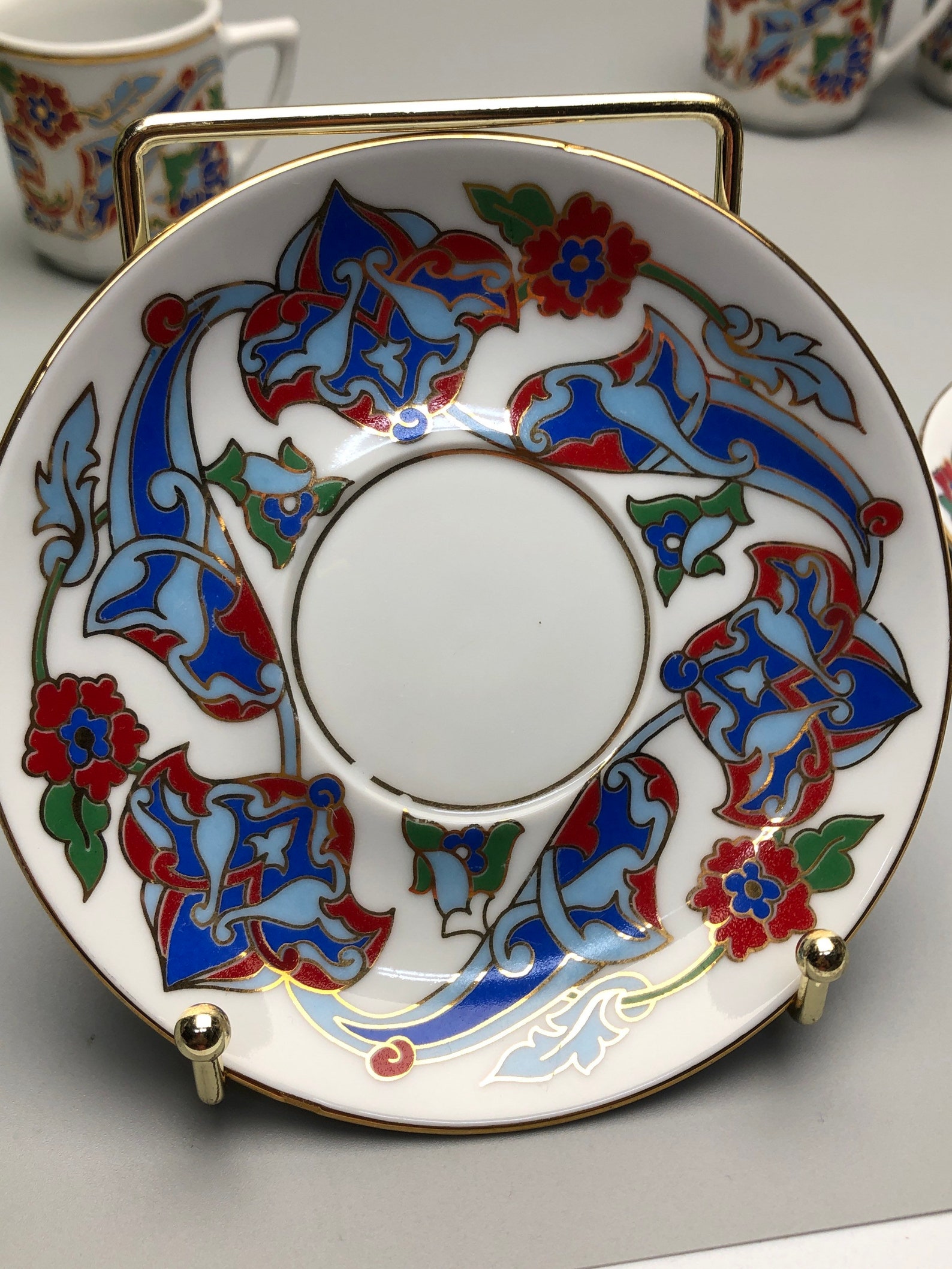 Set of 4 Elif Kutahya Fine Porcelain Turkey Red Blue Design Etsy