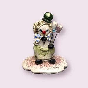 ZAMPIVA Italian Art Sculpture Clown with Balloons Porcelain Figurine - Signed