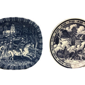 2 Blue Swedish Plates Stenwreth Skalderviken & 1972 Julen Rorstrand Christmas