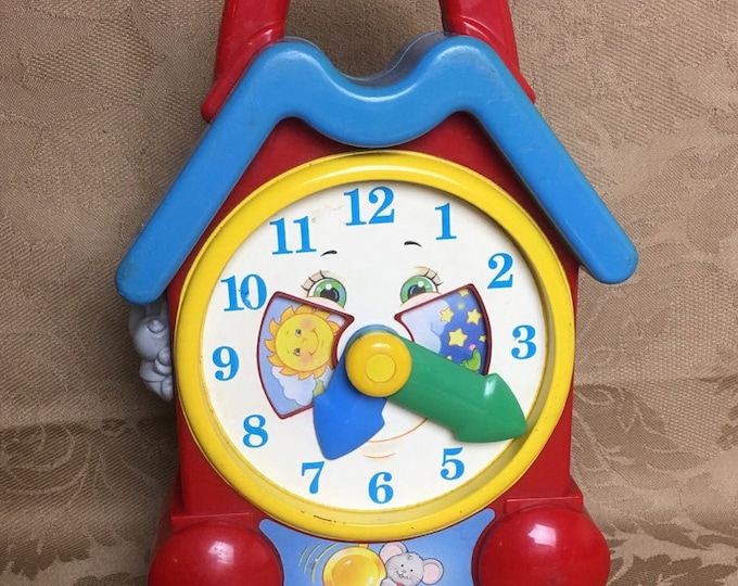 1994 Fisher Price Musical Windup Grandfathers Clock With Moving Mouse