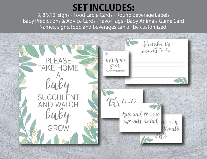Eucalyptus Baby Shower Party Printables INSTANT DOWNLOAD Edit With ...