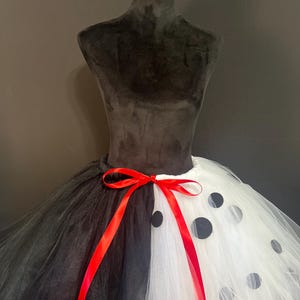 Cruella DeVille inspired halloween tulle costume, adult, teen, plus size