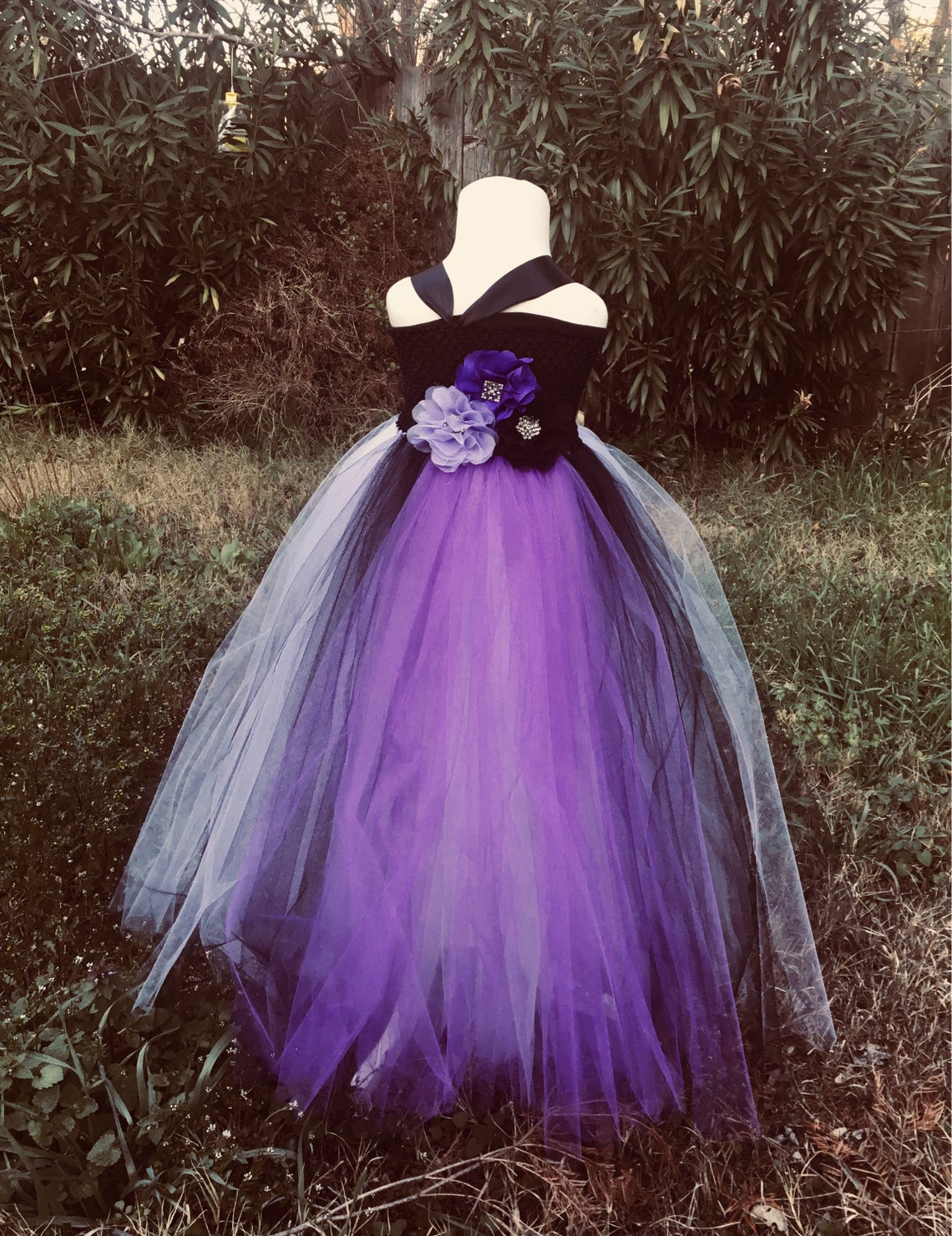 Purple and Black Tulle Dress Flower Girl Dress Up Princess Etsy