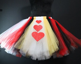 Halloween Tulle Costume, queen of hearts skirt, adult, teen