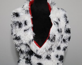 Dalmatian faux  fur shawl, Halloween costume, cruella, adult
