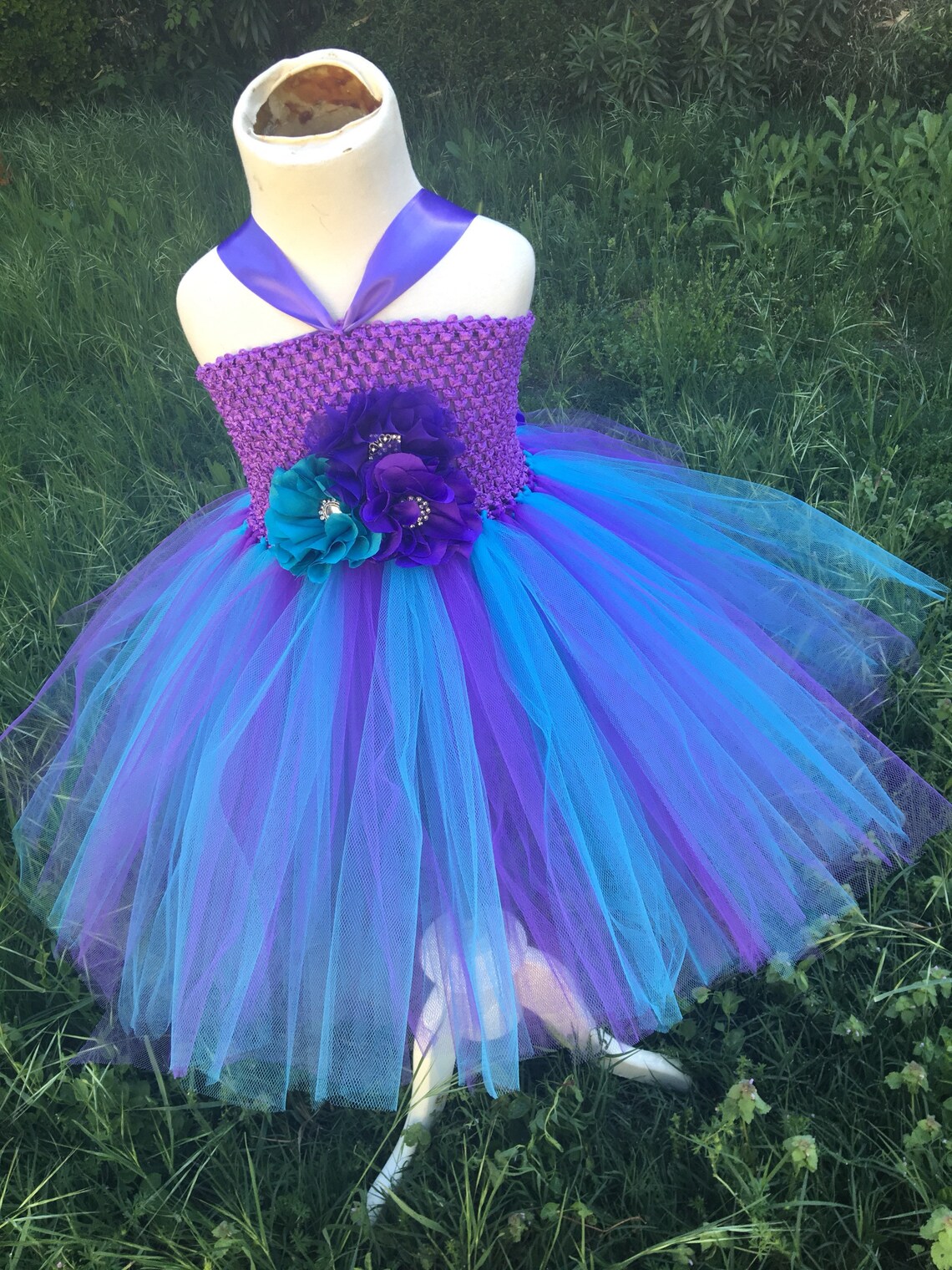 Purple and Turquoise Tulle dress flower girl dress up | Etsy