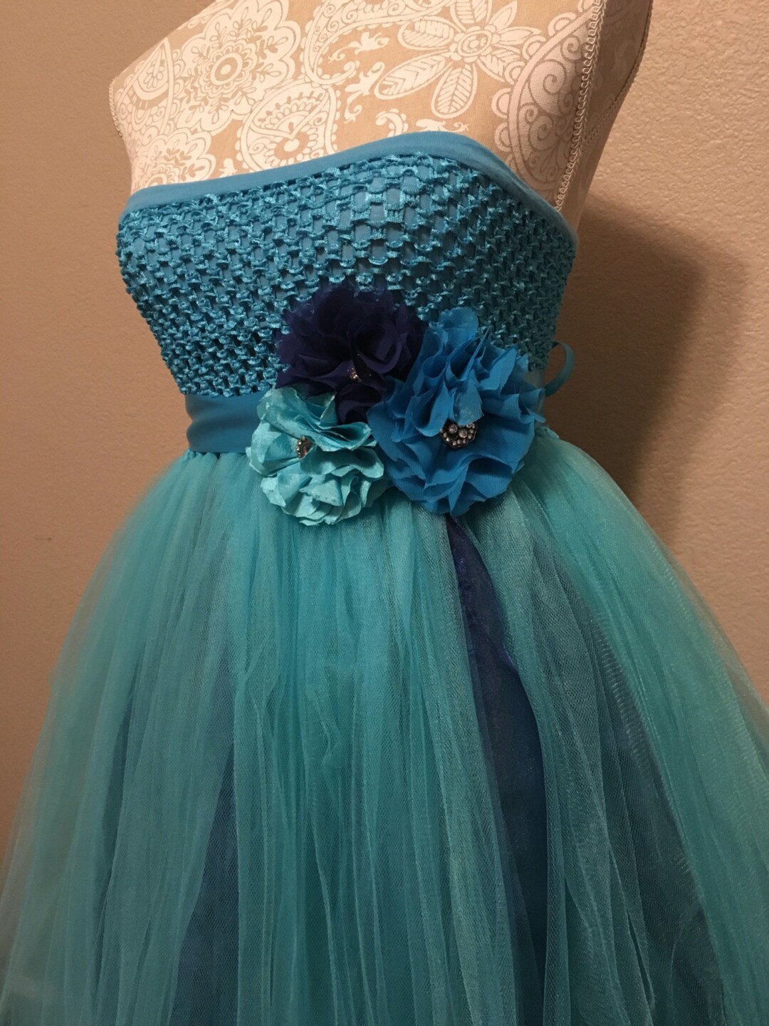 Vestido de Tul Marino y Turquesa, niña de arras, vestir México