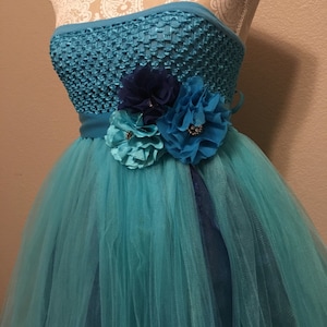 Navy and Turquoise Tulle dress, flower girl, dress up