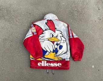 Vintage ELLESSE FRANCE ITALY Cocorico Ski Outdoor Jacket Overprint