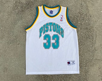 VTG 90s Detroit Pistons Grant Hill Basketball Jersey Teal Mesh #33 Sz Youth  M