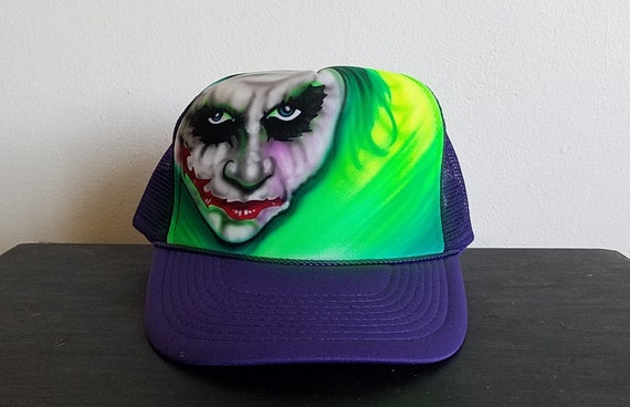 THE JOKER TRUCKER HAT & MOUTH/NOSE MASK COMBO CUSTOM HANDMADE BY