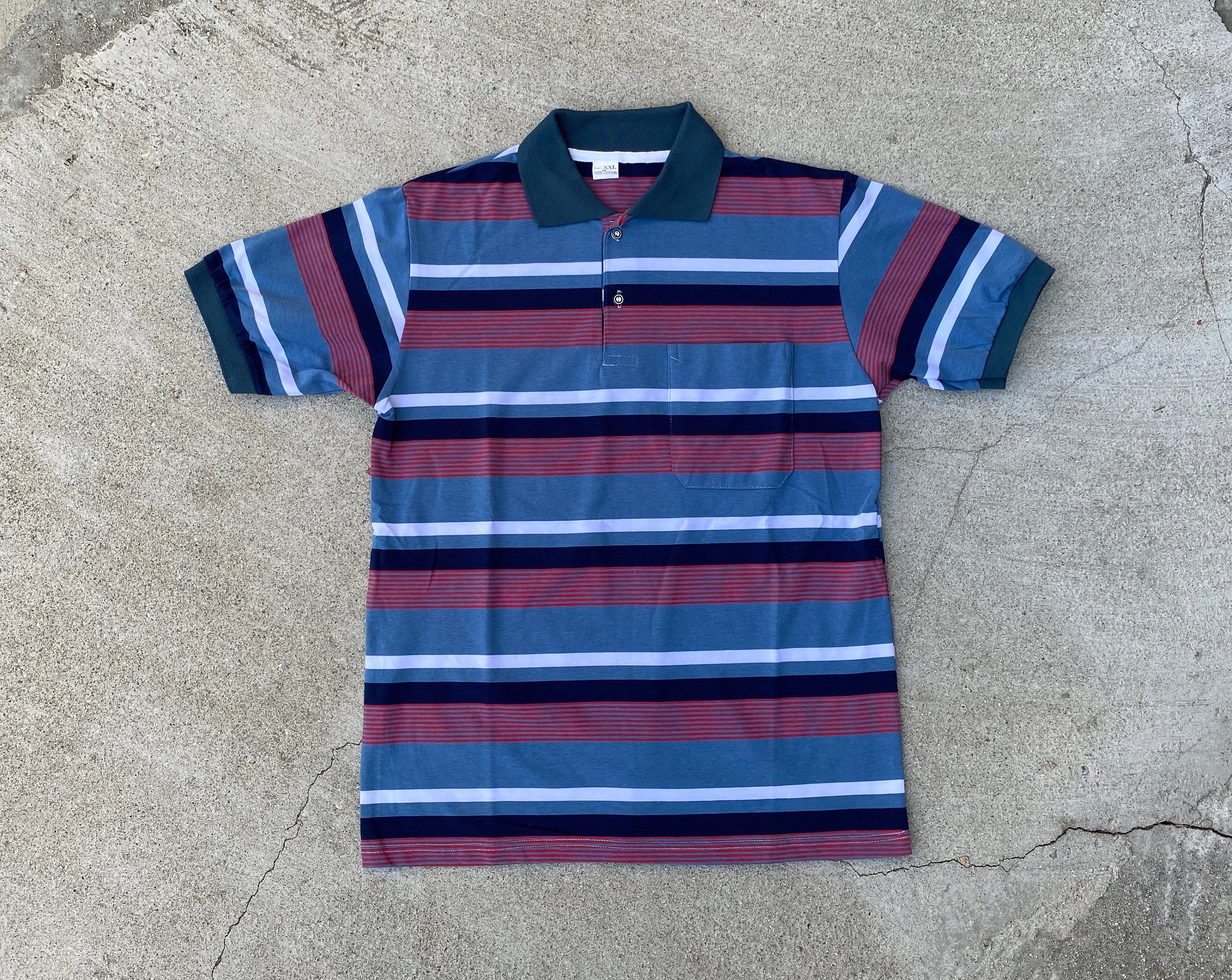 Vintage Stripe Polo Shirt Sz. L - Etsy