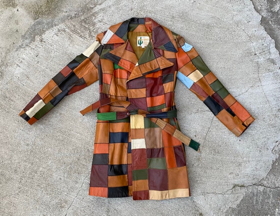 Vintage 70’s Patchwork Leather Coat sz. 7