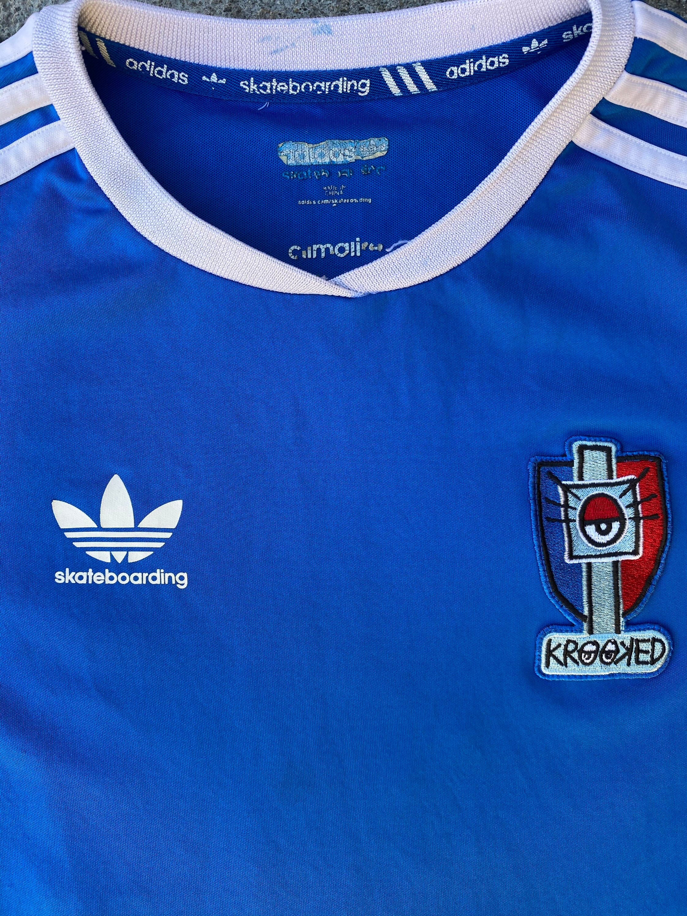 adidas KROOKED GONZ 89 青シャツ Adidas x Krooked Jersey Gonz White Clear Blue