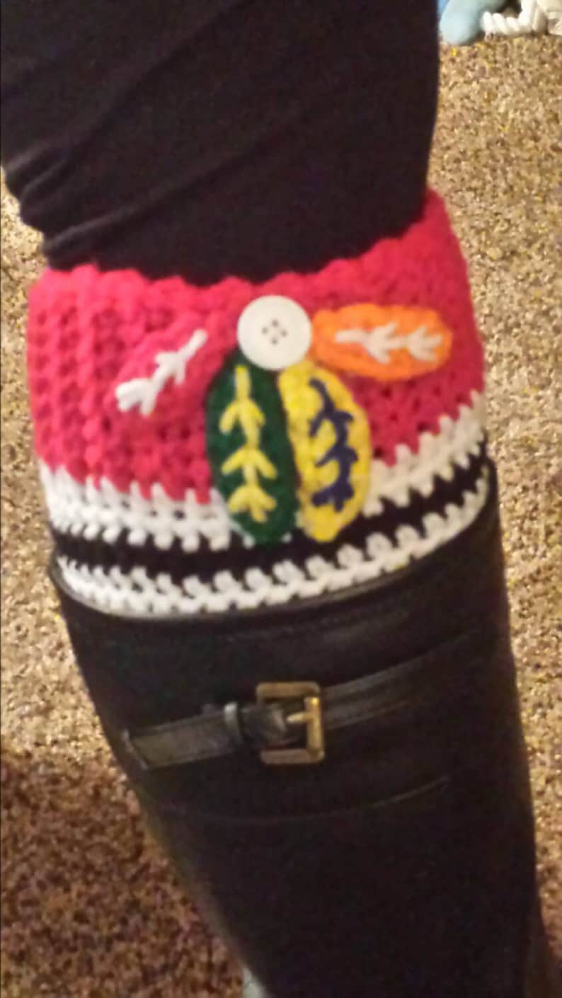 Chicago Blackhawks boot cuffs.