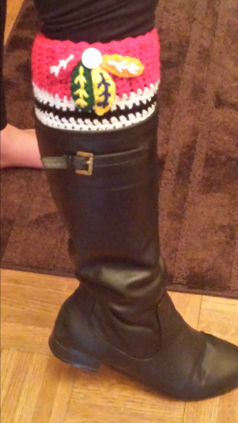 Chicago Blackhawks boot cuffs.