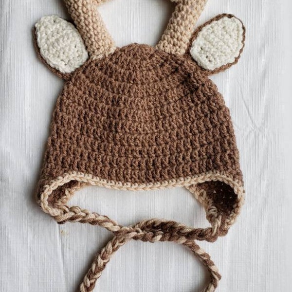 Crochet deer hat.