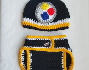 Pittsburgh Steelers hat and diaper cover
