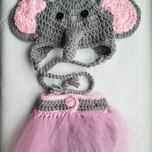 Elephant hat and diaper cover with tutu