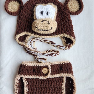 Monkey hat and diaper cover set