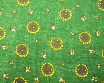 Vintage Debbie Mumm Sunflowers & Bees Quilting Cotton 45" wide 100% Cotton