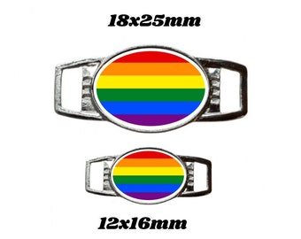 Gay Pride Paracord Bracelet Shoe lace charm, 12x16mm and 18x25mm Charm, Bracelet Charm, Charm jewelry making, Paracord Shoe lace Charm