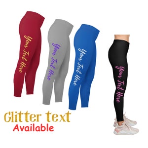 Custom Leggings, Printed Text Leggings, Personalized Yoga Pants