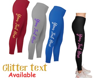 Custom Leggings, Printed Text Leggings, Personalized Yoga Pants