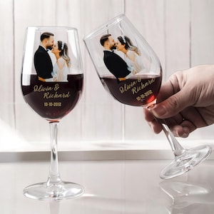 Custom Wine Glass, Wedding Favor Wine Glass, Custom Photo Wine Glass, Wine Glass Photo, Personanalized Glass Wine