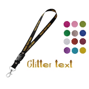 Custom Lanyard, Glitter Text, Breakaway Lanyard, Personalized Neck Lanyard, Double Sided Printing