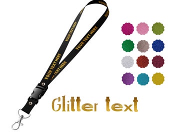 Custom Lanyard, Glitter Text, Breakaway Lanyard, Personalized Neck Lanyard, Double Sided Printing