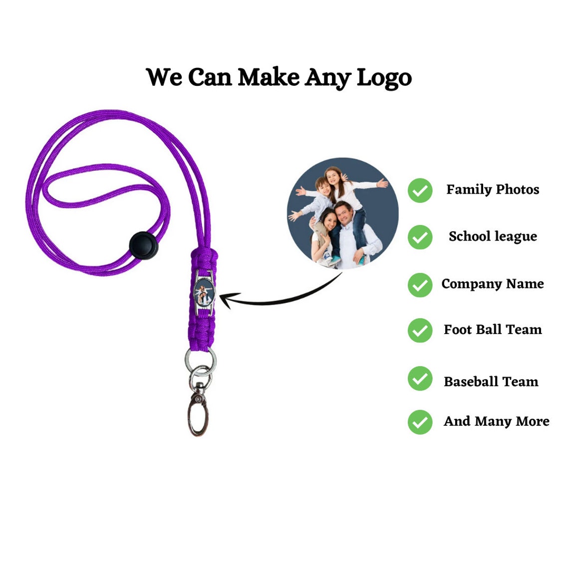 Paracord ID and Key Holder Lanyard Adjustable Lanyard Multi Etsy