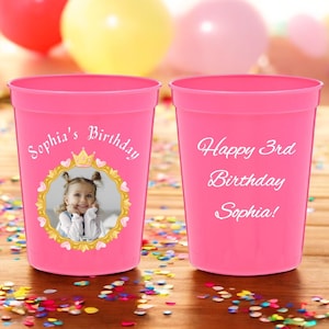 Set of 5-100Pcs Custom Party Cups, Reusable Birthday Cup, Custom Photo Kids Cup, Kids Party Favor, Stadium Reusable Cups, Custom Face Cups