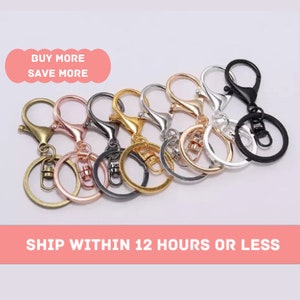 Suuchh 30pcs Lobster Claw Clasps for Keychain Making,Metal Lobster Clasp Swivel Trigger Clips with Swivel Clasps Hook Flat Split Keychain Ring 100pcs