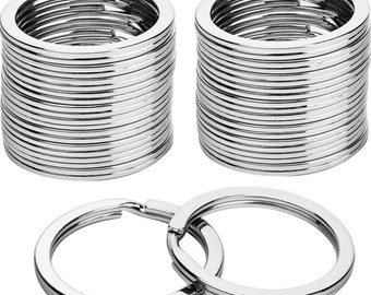 20 pcs lots Silver Key Ring, 25mm - 30mm rond Split Ring, Bague de haute qualité clé, métal plat split key chains anneaux, bricolage, bijoux fabrication