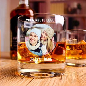 Custom Whiskey Glass, Personalized Whiskey Glass, custom Bourbon Glass, Dad&#39;s Whiskey Glass, Photo Whiskey Glass