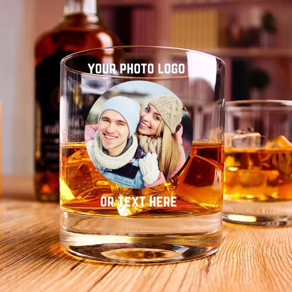 Custom Whiskey Glass, Personalized Whiskey Glass, custom Bourbon Glass, Dad's Whiskey Glass, Photo Whiskey Glass